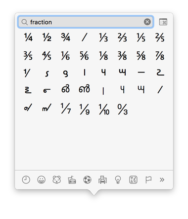 1/3 symbol in word version 16 for mac